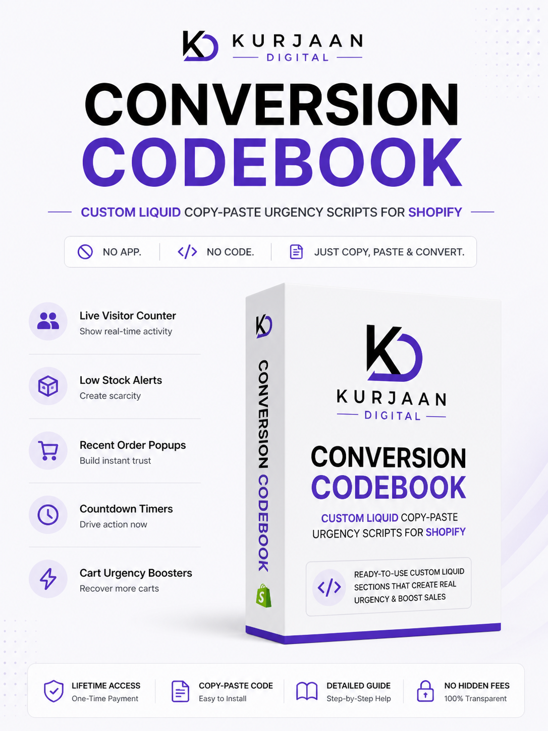 Kurjaan Conversion Codebook (Custom Liquid Copy-Paste Urgency Scripts for Shopify)