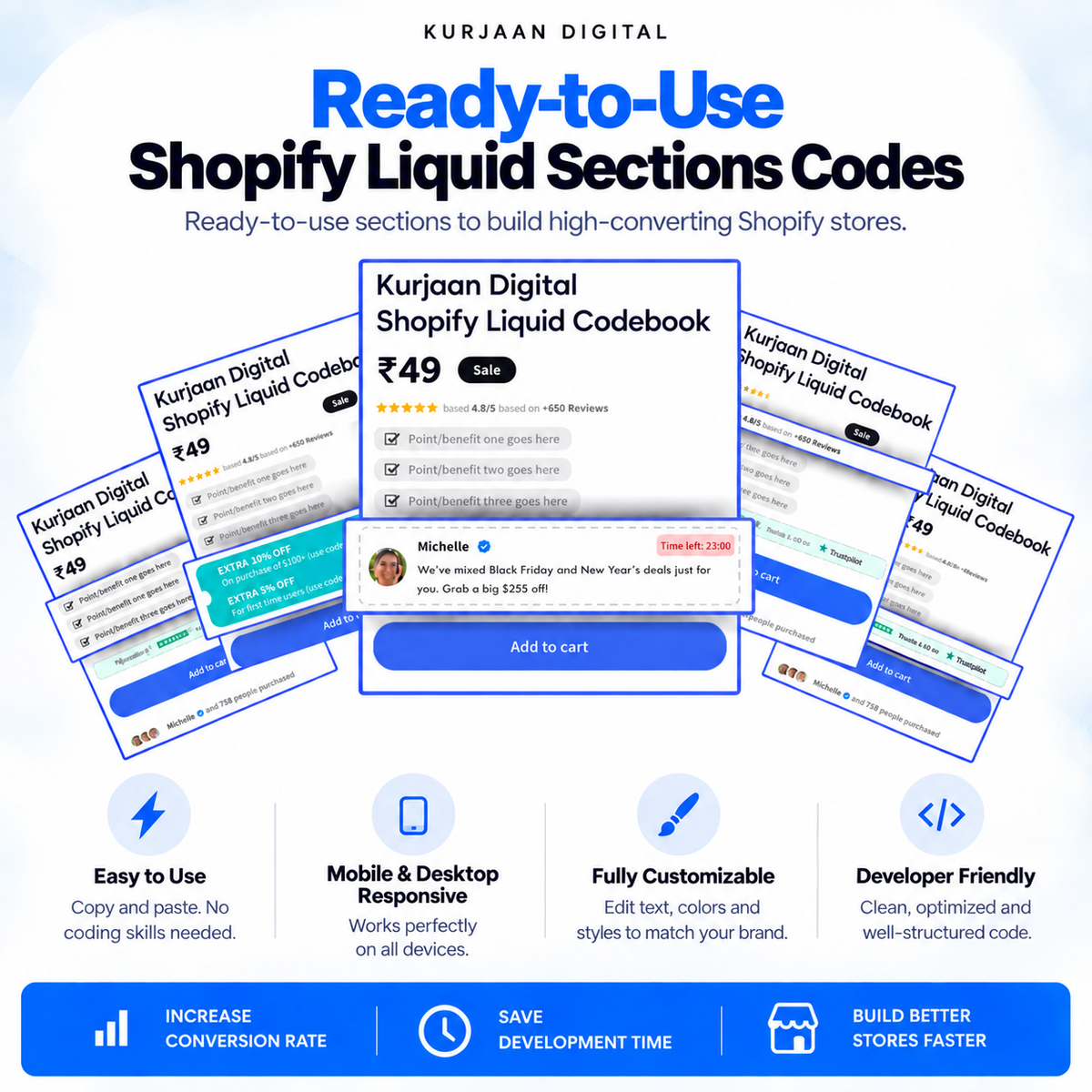 Ready-to-Use Shopify Liquid Sections ready to copy, customize & use.